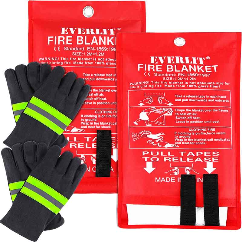 Fire Safety Welding Blanket 40x40+1 Hook&1 Gloves,Fiberglass Flame Retardant Blanket for Kitchen,Camping,Fireplace,School Golden Ocean Fire Blanket Emergency for Home 