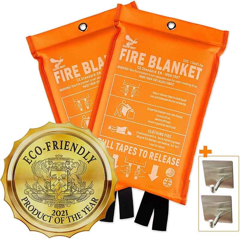 Aaaspark 2 Pack Fire Blanket Fiberglass Fire Emergency Blanket Suppression Blanket Flame Retardant Blanket Emergency Survival Safety Cover for Kitchen,Camping,Fireplace,Grill,Car,RV,Boat 39X39 