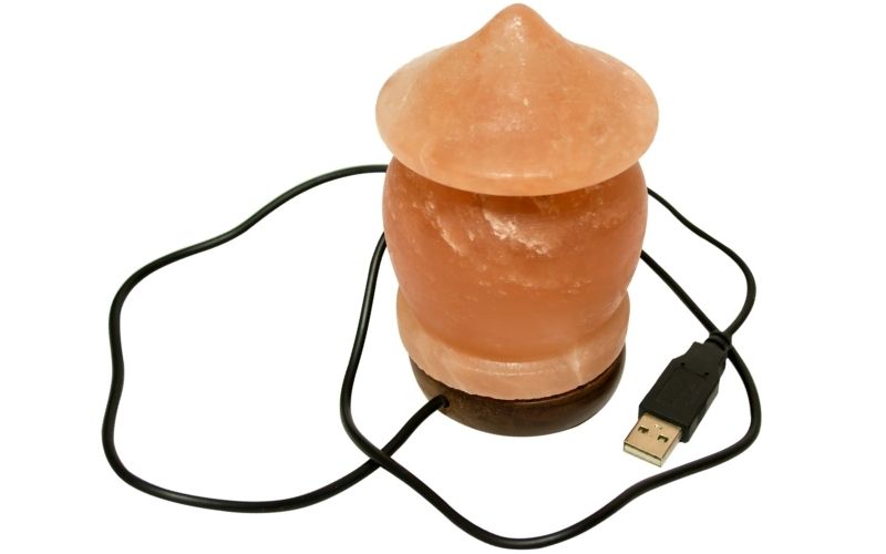 A small salt lamp with USB type power cord